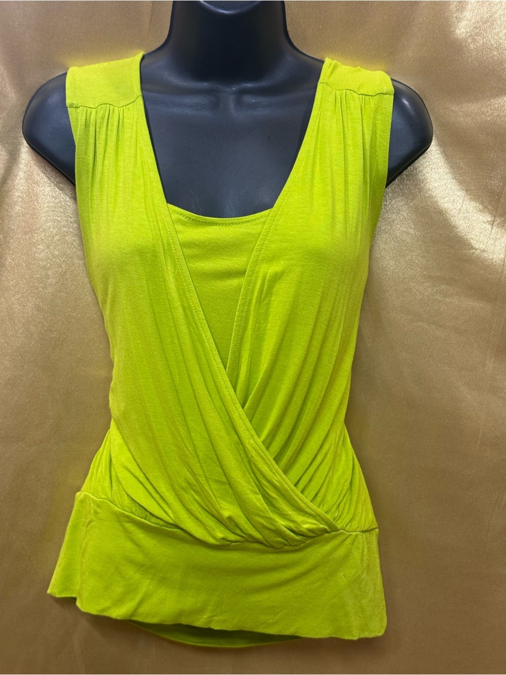 Vibrant‎ Lime Green Kenneth Cole New York Draped Wrap Top Size S